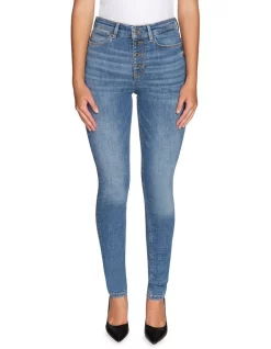 Promo 😀 Guess 1981 Exposed Button 👖 Jeans Blue Drum ⌛