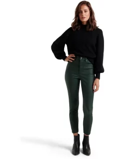 Cheapest 🔔 Forever New Bella Cropped High Rise Sculpting Jean In Dark Green ⌛ -High Waist Denim Cry Sale unnamed file 1075