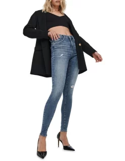 Best Sale ✨ ONLY Power Life Mid Push Up 👖 Jeans Medium Blue Denim ✔️ -High Waist Denim Cry Sale unnamed file 1088