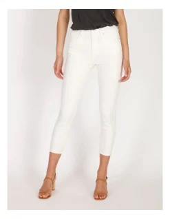 Cheap 𧨠Grab Denim Olivia Crop High Waisted Skinny Jean Ecru π