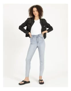 Cheap ✨ Miss Shop High Waist Skinny 👖 Jeans In Light Blue ✔️