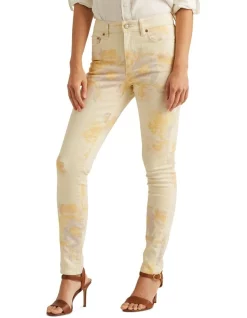 Cheap 🎁 Lauren Ralph Lauren Floral High-Rise Skinny Ankle Jean In Natural Cream 😉