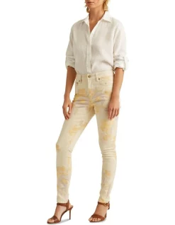 Cheap 🎁 Lauren Ralph Lauren Floral High-Rise Skinny Ankle Jean In Natural Cream 😉 -High Waist Denim Cry Sale unnamed file 1299