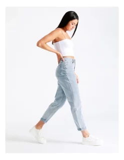 Best Sale 💯 Miss Shop Recycled Blend Mom Jean In Light Blue ⌛ -High Waist Denim Cry Sale unnamed file 1394