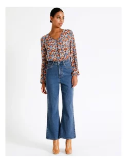 Promo 😀 Grab Denim Full Wide Leg Jean In Monaco Blue 🧨