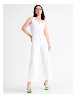 Discount 🥰 Basque Recycled Cotton Blend Wide Leg Jean In White 💯