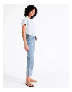 Hot Sale 🎉 Grab Denim High Waist Turnback Cuff Cropped Jean In Mid Blues 😀 -High Waist Denim Cry Sale unnamed file 1622