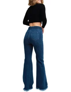 Budget 😍 Belle & Bloom Flare Up Pull On 👖 Jeans Indigo ✨ -High Waist Denim Cry Sale unnamed file 1643