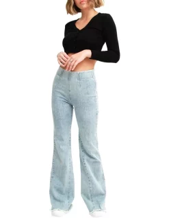 Deals 🔥 Belle & Bloom Flare Up Pull On 👖 Jeans Light Blue 🧨