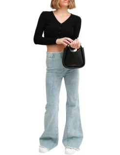 Deals 🔥 Belle & Bloom Flare Up Pull On 👖 Jeans Light Blue 🧨 -High Waist Denim Cry Sale unnamed file 1649