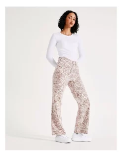Buy 🥰 Miss Shop Printed Wide Leg Jean In Brown Daydream Squiggle 🛒