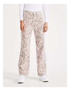 Buy 🥰 Miss Shop Printed Wide Leg Jean In Brown Daydream Squiggle 🛒 -High Waist Denim Cry Sale unnamed file 1822