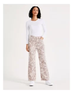 Buy 🥰 Miss Shop Printed Wide Leg Jean In Brown Daydream Squiggle 🛒 -High Waist Denim Cry Sale unnamed file 1825