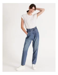 Brand new 😍 Grab Denim Paperbag Waist 👖 Jeans Dakota Blue 😀 -High Waist Denim Cry Sale unnamed file 1842