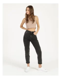 Best Sale π Miss Shop Mom Tapered Jean In Washed Black π₯