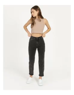 Best Sale 😉 Miss Shop Mom Tapered Jean In Washed Black 🔥 -High Waist Denim Cry Sale unnamed file 1857