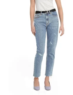 Best Sale π ONLY Emily Life High Waisted Straight Cropped Denim Blue π₯