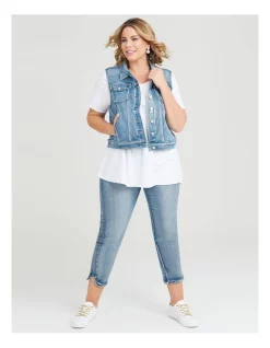 Best reviews of 😍 Taking Shape Curved Hem Denim Capri Pant In Blue 💯 -High Waist Denim Cry Sale unnamed file 195