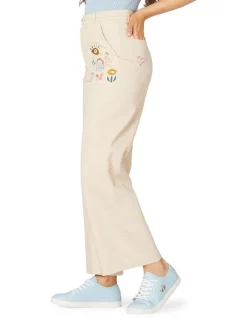 Buy ✨ Princess Highway Arty Geo Embroidered 👖 Jeans Cream ⭐ -High Waist Denim Cry Sale unnamed file 1974