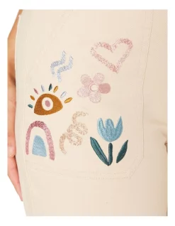 Buy ✨ Princess Highway Arty Geo Embroidered 👖 Jeans Cream ⭐ -High Waist Denim Cry Sale unnamed file 1975