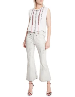 Discount 😍 Sass & Bide New Paradise Kick Flare Cropped Neat Fit Grey Wash ❤️