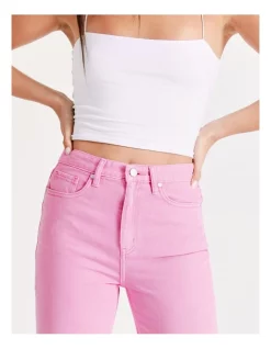Flash Sale 🧨 Miss Shop Recycled Blend Coloured Wide Leg Jean In Pink Sherbert ⌛ -High Waist Denim Cry Sale unnamed file 2224