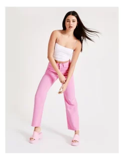 Flash Sale 🧨 Miss Shop Recycled Blend Coloured Wide Leg Jean In Pink Sherbert ⌛ -High Waist Denim Cry Sale unnamed file 2227