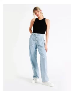 New 🔔 ONLY Gavin High Waisted Straight Cargo 👖 Jeans In Light Blue ❤️ -High Waist Denim Cry Sale unnamed file 224
