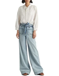 New 😀 Lauren Ralph Lauren Belted High-Rise Wide-Leg Jean 🤩 -High Waist Denim Cry Sale unnamed file 2252