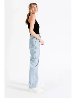 New 🔔 ONLY Gavin High Waisted Straight Cargo 👖 Jeans In Light Blue ❤️ -High Waist Denim Cry Sale unnamed file 226