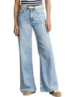 Best Pirce 🔥 Polo Ralph Lauren Wide-Leg Jean In Blue 🔥