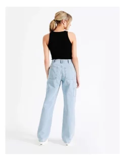 New 🔔 ONLY Gavin High Waisted Straight Cargo 👖 Jeans In Light Blue ❤️ -High Waist Denim Cry Sale unnamed file 227