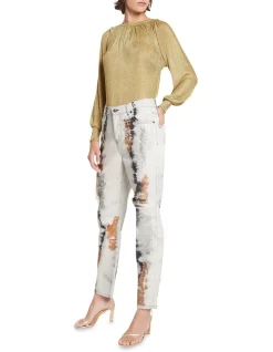 Discount ✔️ Sass & Bide Made Of Metallic Relaxed Boyfriend Jean Metallic 🎉 -High Waist Denim Cry Sale unnamed file 2313