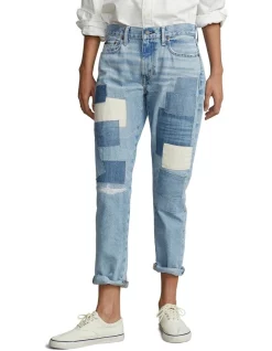 Discount β€οΈ Polo Ralph Lauren Patchwork Avery Boyfriend Jean In Blue β€οΈ