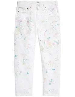 Brand new 🎉 Polo Ralph Lauren Paint Splatter Avery Boyfriend Jean In White 💯 -High Waist Denim Cry Sale unnamed file 2365