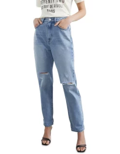 Cheap ✨ French Connection Distressed Straight Leg Jean In Blue 😉