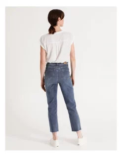 Best Pirce ⌛ Grab Denim Billie Straight Jean Mid Blue Marble Distressed 👏 -High Waist Denim Cry Sale unnamed file 452