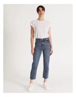 Best Pirce ⌛ Grab Denim Billie Straight Jean Mid Blue Marble Distressed 👏 -High Waist Denim Cry Sale unnamed file 453