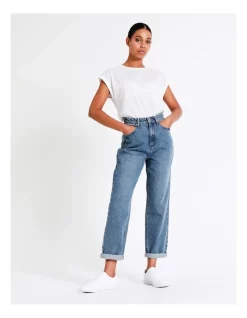 Hot Sale β€οΈ Grab Denim Turnback Straight Leg Jean Caledonia Blue βοΈ