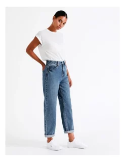 Hot Sale ❤️ Grab Denim Turnback Straight Leg Jean Caledonia Blue ✔️ -High Waist Denim Cry Sale unnamed file 492