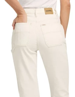 Brand new 🌟 Riders By Lee Hi Straight Long Carpenter 👖 Jeans In Vintage White ⭐ -High Waist Denim Cry Sale unnamed file 501