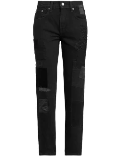 Deals 🥰 Lauren Ralph Lauren Patchwork Relaxed Tapered Jean In Black 🔔 -High Waist Denim Cry Sale unnamed file 550